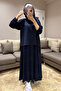 6016 - Stylish, Comfortable, Loose Viscose Soft Modal Fabric Lina Interlock Hooded Skirt Women's Set - 3