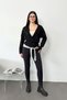 Women's Double-Breasted Collar Detailed Cardigan Black - 27K 2655 - 3