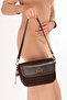 Women's Double Compartment Hand and Shoulder Bag Ald.80743 Brown Croco
