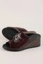 Women's Genuine Leather Wedge Heeled House Slippers Msa.519 Burgundy Honeycomb - 3