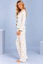 Women's Patterned Bow Detailed Buttoned Long Sleeve Muslin Pajama Set - 3