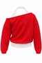 2268 Women's Athlete Detailed Boat Neck Printed Sweatshirt Red - 4