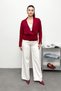 Women's Double-Breasted Collar Detailed Cardigan Claret Red - 27K 2655 - 3
