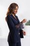 Women's Lined Crepe Cape Jacket and Trousers Two-Piece Set – Accessory Buttoned 36011 - 4