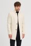 Men's Cream Cashmere Coat Slim Fit Stand Collar Winter Coat - 4