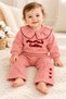 Baby Girl Baby Collar Embroidered Heart Detailed Inside Embroidered 2-Piece Sweatshirt Pants Set Pink 6–24 Months - 2