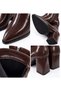 Yona Women's Bitter Brown Wrinkled Patent Leather Pointed Toe Front Stitching Detailed Zippered Warm Lining 7 cm Heel - 4
