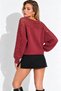 Women's Dusty Rose Knitted Openwork Boat Neck Sweater - 5