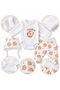 Newborn Baby 3-Piece Hospital Discharge Set 100% Cotton Outer Stitched Cookie Pattern Snap-On Bodysuit, Booties, Pants and Hat 0-3 Months - 3