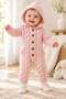 Baby Girl and Boy Hooded Hair Braid Patterned Buttoned Knitwear Knitted Jumpsuit Unisex 3-6-9-12Months - 3