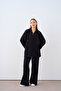 Women's Drawstring Detail Hooded Set Black