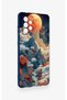 Samsung-A72 Compatible Red Moon Patterned Silicone Case - 3