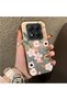 Poco X7 Compatible Pink Spring Flower and Green Leaf Pattern Phone Case, Shock Protection