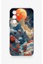 Samsung A54 Compatible Red Moon Patterned Silicone Case - 2
