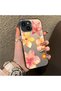 iPhone 13 Mini Compatible Watercolor Tropical Flower and Sun Pattern Phone Case, Shock Protection
