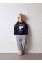 Boy's Navy Blue Butter Printed Sweatshirt - Crew Neck Oversize Sweatshirt
