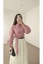 Tie-Front Crop Shirt - Mg - Pastel Pink
