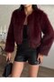 Women's Round Neck Lined Crop Short Fur Coat - 4