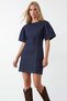 Women's Navy Blue Drawstring Sleeve Denim Dress Alc-X15985