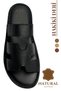 Genuine Leather Men's Slippers - Soft Thick Soled Genuine Velcro Leather Men's Slippers Syringe Black - 7