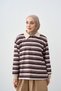 Women's Shirt Collar Half Button Sweatshirt Brown