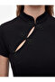 Slim Fit Ornate Buttoned Mandarin Qipao Collar Short Sleeve Dress - 4