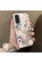 Samsung Galaxy A14 4G/5G Compatible Pink Spring Flower and Green Leaf Pattern Phone Case, Shock Protection