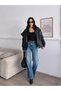 Black Oversize Stand Collar Leather Jacket - 4