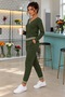 Women's V-Neck Long Sleeve Ribbed Detailed Viscose Two Thread Blouse and Trousers Two-Piece Set Casual Comfortable Stylish Sports Set - 2