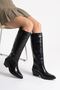 Women's Vento Low Heel Cowboy Boots - Black-Patent Leather - 2
