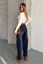 Women's Belted Flexible Wide Leg Comfortable Fit Jean Trousers - 8