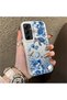 Samsung Galaxy A35 Compatible Blue Turtle, Shell and Coral Pattern Cover, Shock-Absorbing Structure
