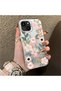 iPhone 13/14 Compatible Pink Spring Flower and Green Leaf Pattern Phone Case, Impact Protection