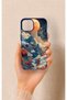 iPhone 13 Compatible Red Moon Pattern Silicone Case