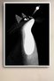 Black and White Cat Looking at the Stars Framed Painting Cat Poster Modern Wall Decor Kedi49 - 2