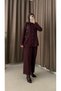 Pants Suit with Stitching Detail - Plum - 2