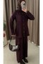 Pants Suit with Stitching Detail - Plum - 4