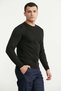 Patterned Crew Neck Knit Sweater - Black - 2