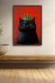 Crowned King Black Cat Framed Painting Cat Poster Modern Wall Decor Kedi08