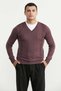 V-Neck Wool Knit Sweater - Plum - 2