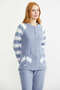 Striped Winter Pajama Set - Blue - 3