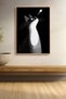 Black and White Cat Looking at the Stars Framed Painting Cat Poster Modern Wall Decor Kedi49