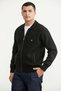 Shirt Collar Zippered Wool Knitwear Coat - Black - Dark Gray - 3
