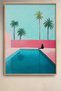 Pink Wall Pool and Black Cat Framed Painting Cat Poster Modern Wall Decor Kedi28 - 2
