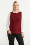 Wool Round Neck Knit Sweater - Burgundy - 3