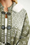 Ethnic Patterned Faux Fur Detailed Long Knitwear Cardigan - Green - 5