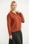 Polo Collar Oversize Knit Sweater - Tile Color - 2