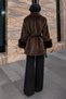 Fur-Cuffed Fox Coat Tsd260352 Bitter Brown - 6