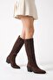 Women's Vento Low Heel Cowboy Boots - Brown-Suede - 2