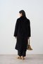 Women's Single Button Double Pocket Detail Fox Coat Black - 5